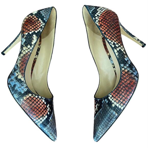 M. Gemi Esatto Leather Pump 90mm Pointed Toe Snake Print, size 37 / US 7 - Picture 1 of 8